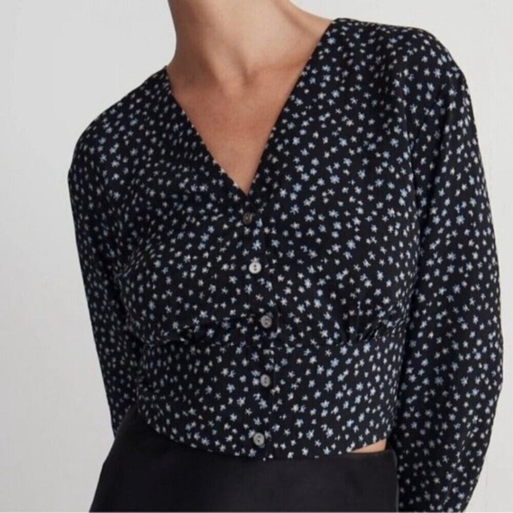 NWT Madewell Rosalind Floral Cropped Button Top L